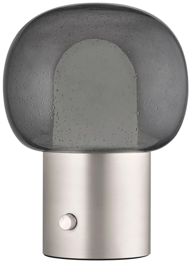 Lampada da tavolo LED argentata in alluminio con paralume in vetro (altezza totale 32 cm) Iris – Blomus