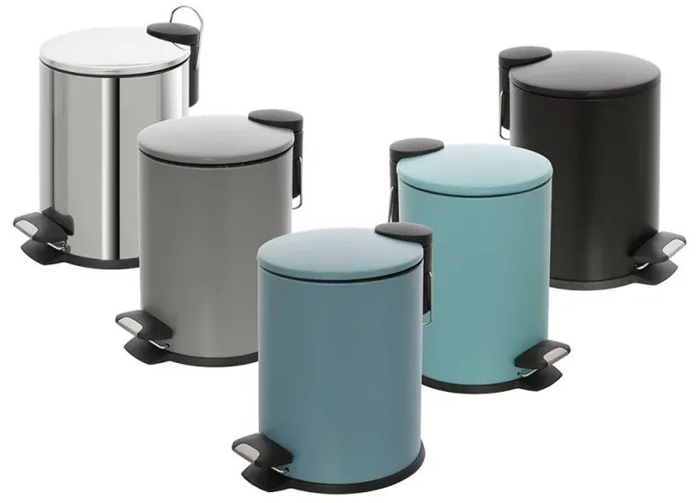 Pattumiera bagno in acciaio cromato con pedale e coperchio slim 3 lt