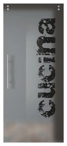 Anta per porta scorrevole esterno muro Cucina in vetro nero serigrafato, L 88 x H 215 cm spessore 10 mm, apertura destra