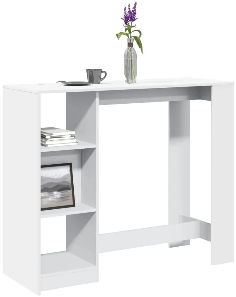 Tavolo Bar Con Ripiano Bianco 124x46x103,5 Cm İn Truciolato /