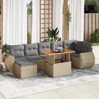 Set Divano da Giardino 8 pz con Cuscini Beige in Polyrattan 3327293