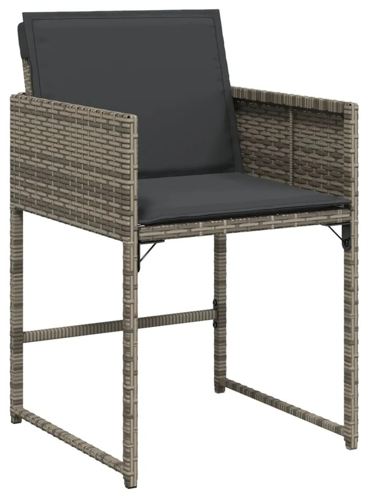 Set da pranzo da giardino 11pz con cuscini in polyrattan grigio