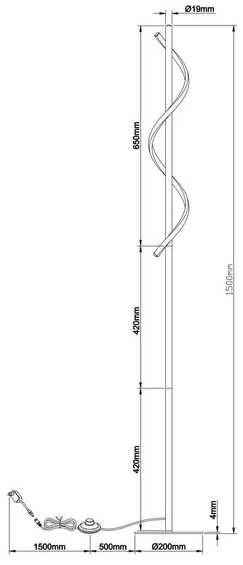 Lampada da terra Eunice LED / STA / 16W / 1700lm / 4000K nero H 150cm  1700 LUMEN