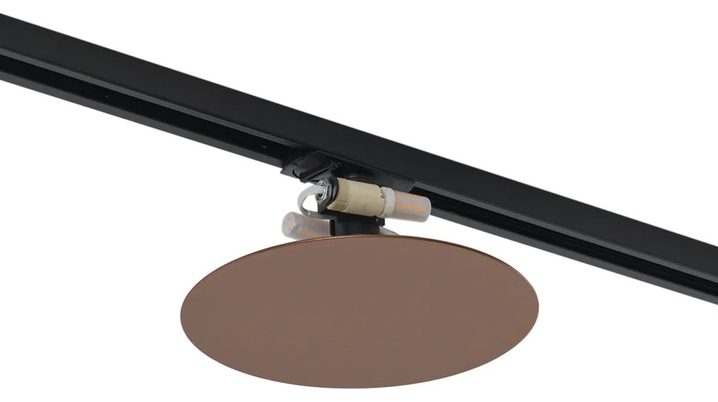 Plafoniera moderna bronzo per sistema a binario monofase 2 luci - Iconic Pulley