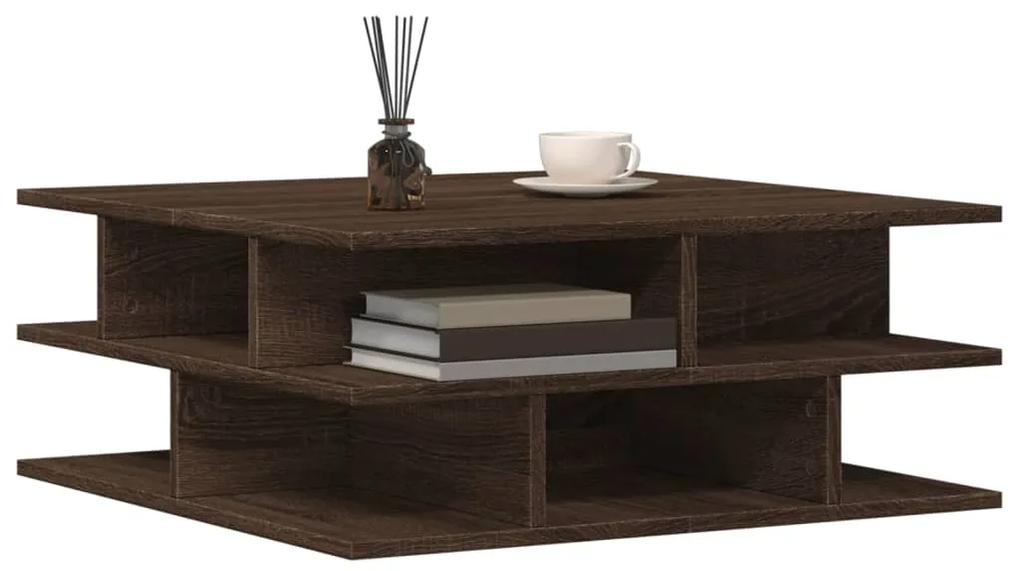 Tavolino da salotto rovere marrone 70x70x29cm legno multistrato