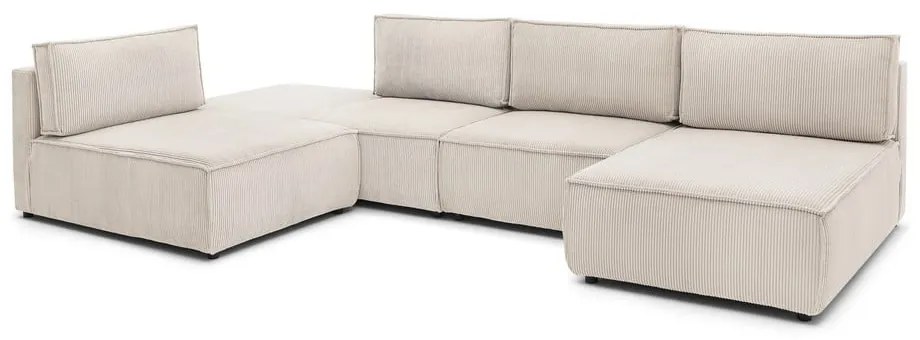 Divano angolare in velluto a coste variabile crema Nihad modular - Bobochic Paris