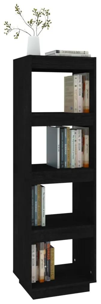 Libreria/divisorio nero 40x35x135 cm in legno massello di pino