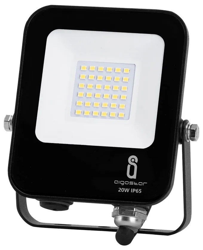 Faro proiettore Led 20W Nero da esterno IP65 Bianco freddo 6500K Aigostar