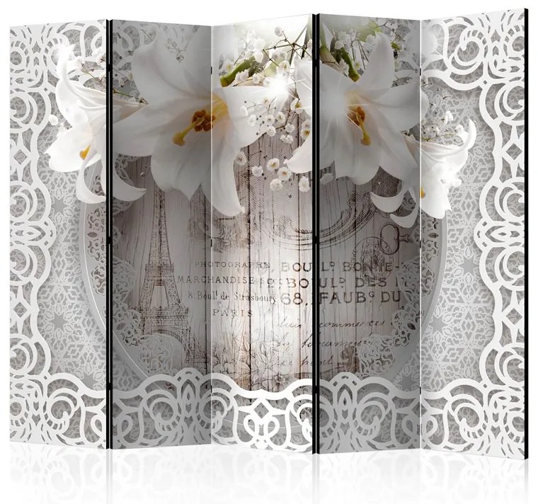 Paravento  Lilies and Quilted Background II [Room Dividers]  Colore Bianco, Dimensioni e Misure 225x172