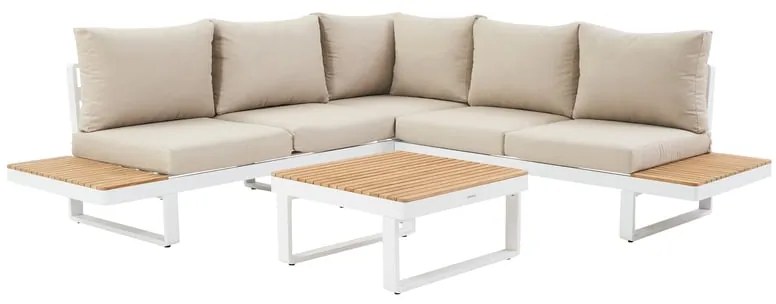 Salotto da giardino angolare per 5 persone bianco Persea NATERIAL con cuscini in poliestere beige