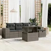 Set Divano da Giardino 6 pz con Cuscini Grigio in Polyrattan 3275290