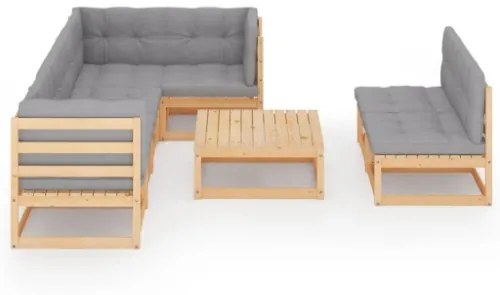 Set Divani da Giardino 8 pz con Cuscini Legno Massello di Pino