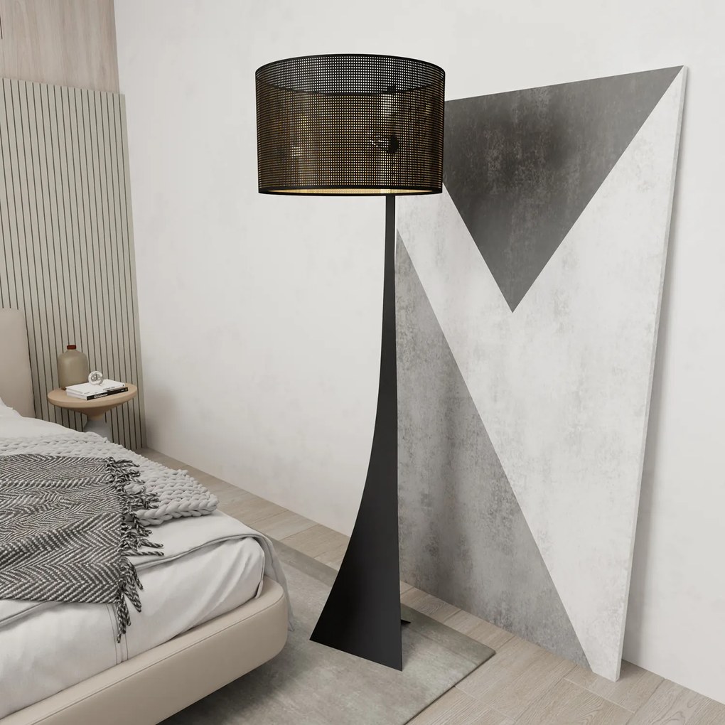 Piantana Contemporaneo Indra Acciaio Nero Oro 1 Luce E27 Ip20
