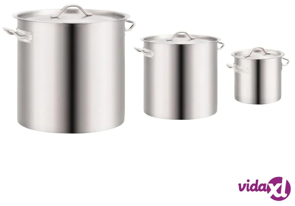 vidaXL Set di Pentole 3 pz 50/21/6 L in Acciaio Inossidabile