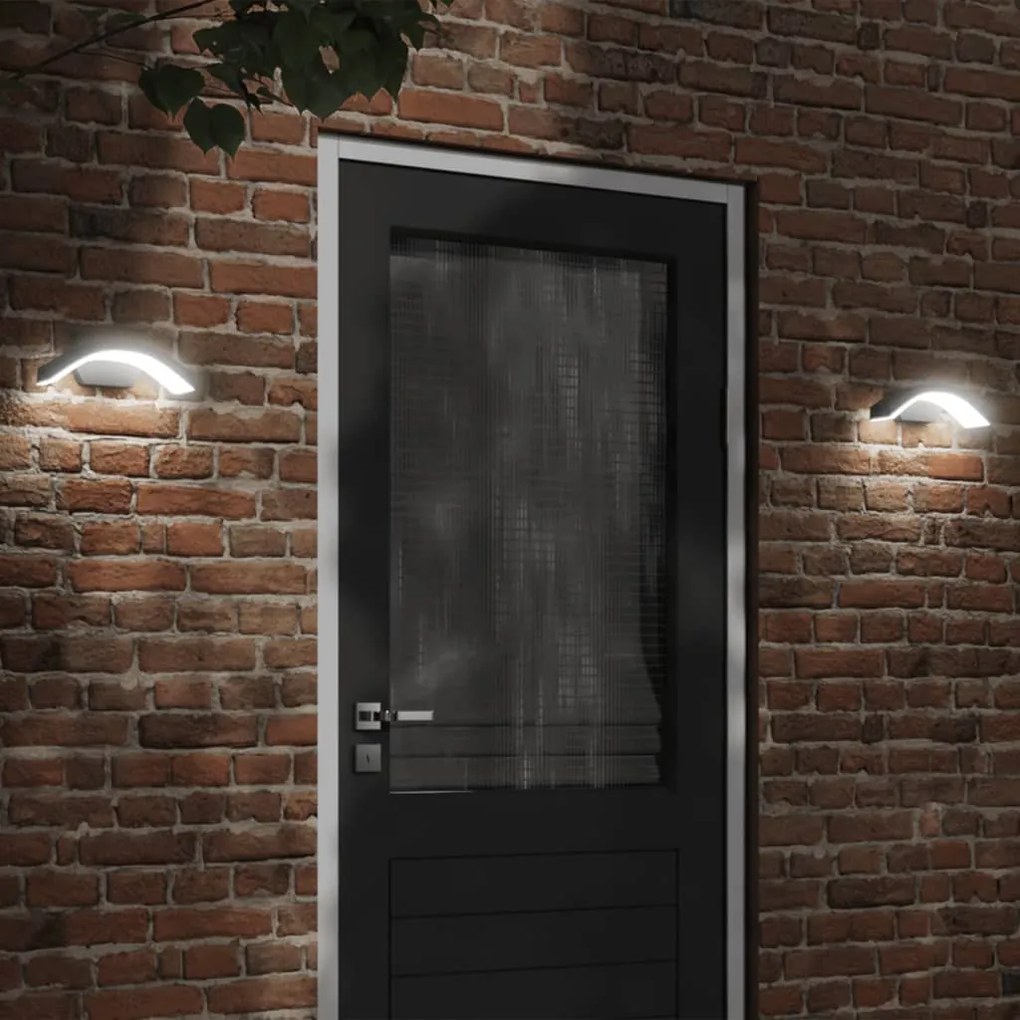 Applique Per Esterni Con Led 2 Pz Nere Alluminio Pressofuso /