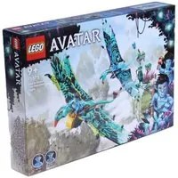 Lego avatar 75572 il primo volo sulla banshee di jake e neytiri, modellino da costruire di pandora con 2 banshee giocattolo