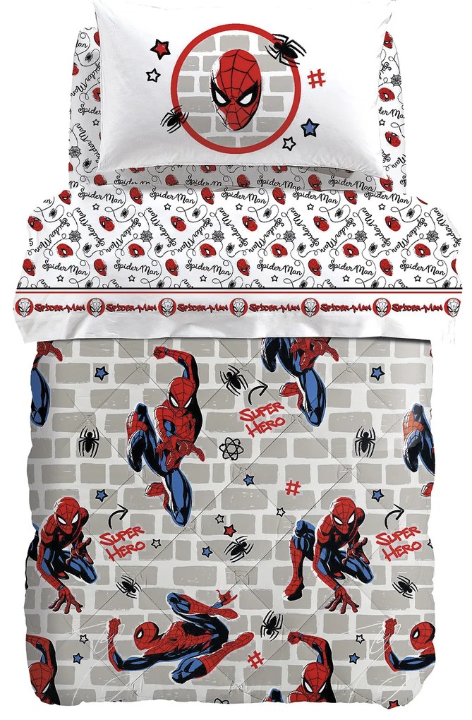 Trapunta in Cotone Spider-man Wall Singolo Marvel Ragazzo CA