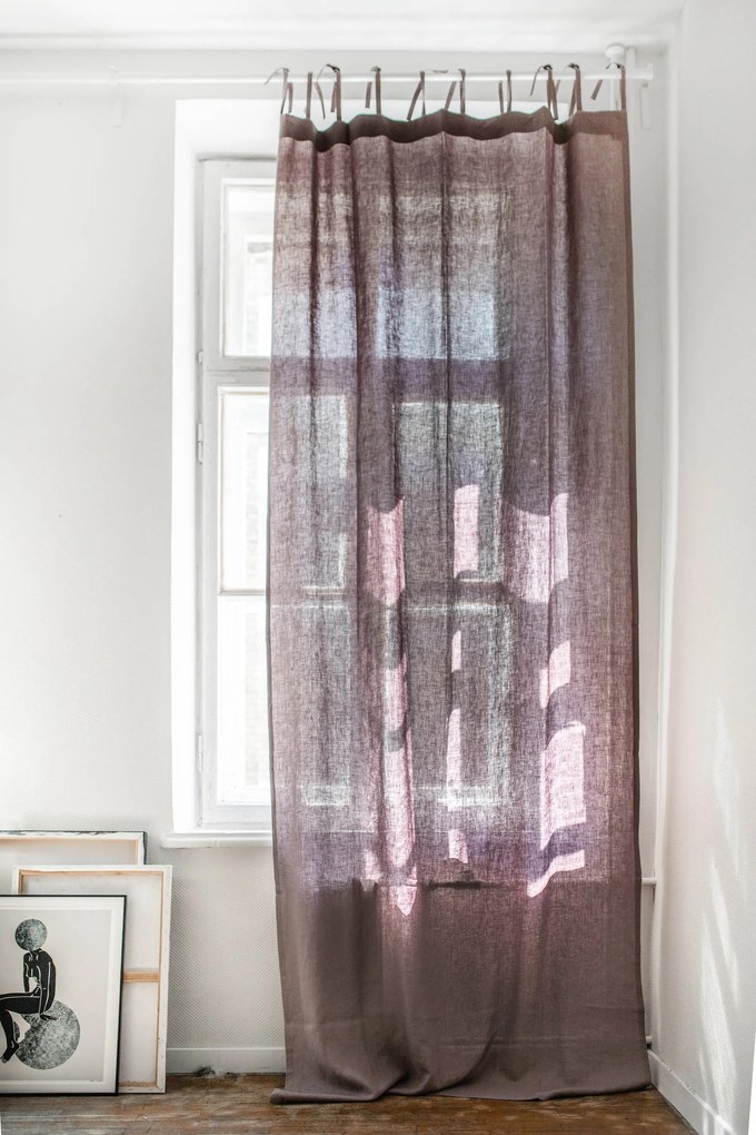 Tie Top Linen Curtain / 53x64" / 135x163cm / White