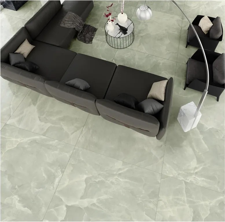 Piastrella da pavimento interno in gres porcellanato 120 x 120 cm rettificato smaltato verde lucido Venus Jade traffico medio (pei 2/5) Sp. 9 mm 2.88 mq