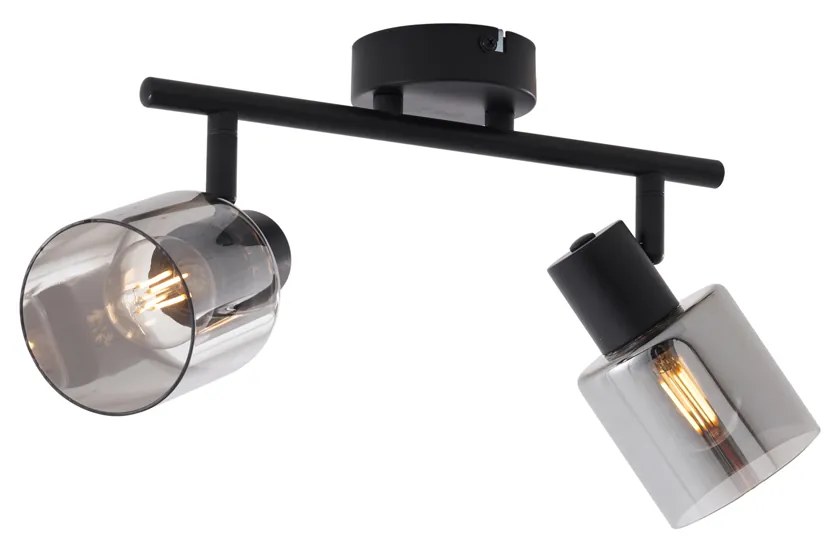 Plafoniera moderna nera con vetri fumé rotondi 2 luci - Cilin