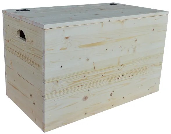 Cassapanca pouf contenitore in legno massello NATURALE cm 78