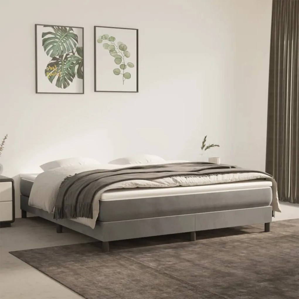 Materasso A Molle Grigio Chiaro 160x220x20 Cm İn Velluto /