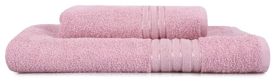 Asciugamani e teli da bagno in cotone rosa in set di 2 pezzi Dora - Foutastic
