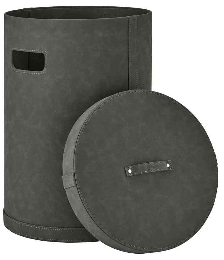 Cesta per il bucato grigio scuro in finta pelle 67,5 l Sahla M – Blomus