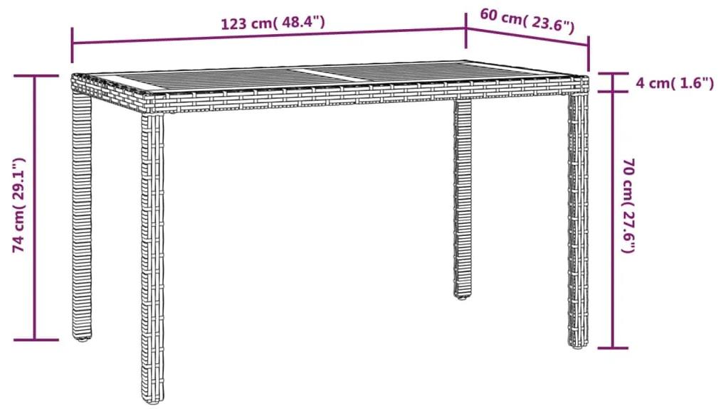 Tavolo da giardino nero e marrone 123x60x74 cm acacia massello