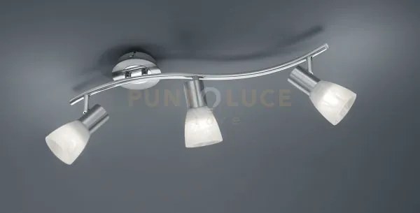Levisto barra led 3 spots orientabile  acciaio + vetro l.55cm 3 luc...