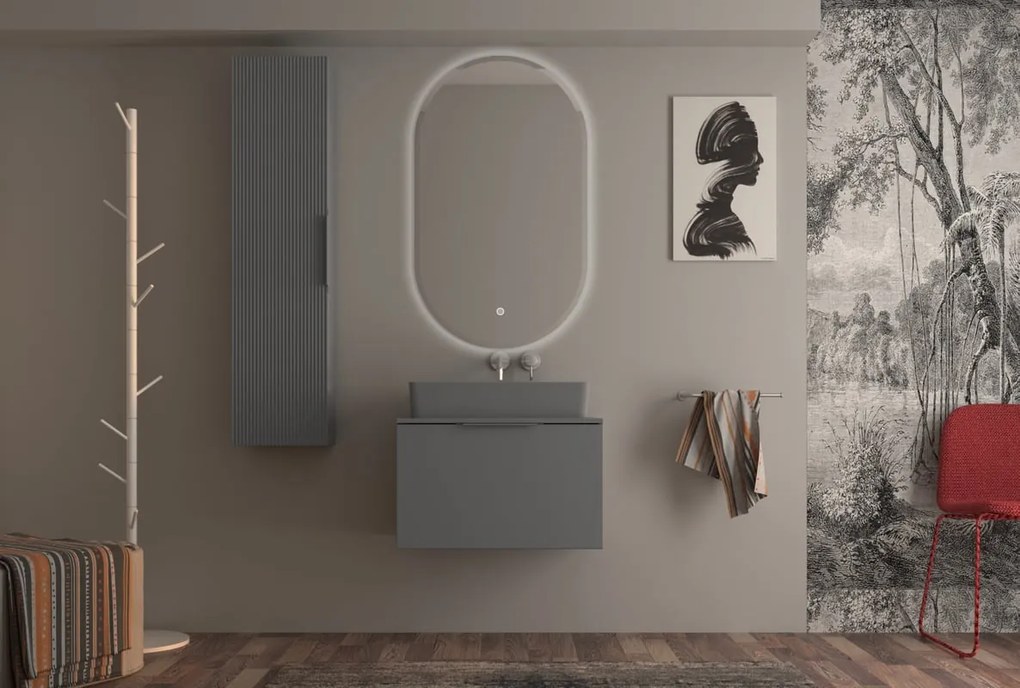 Lavabo da appoggio BADEN HAUS rettangolare in ceramica L 62 x H 11 x P 36 cm grigio