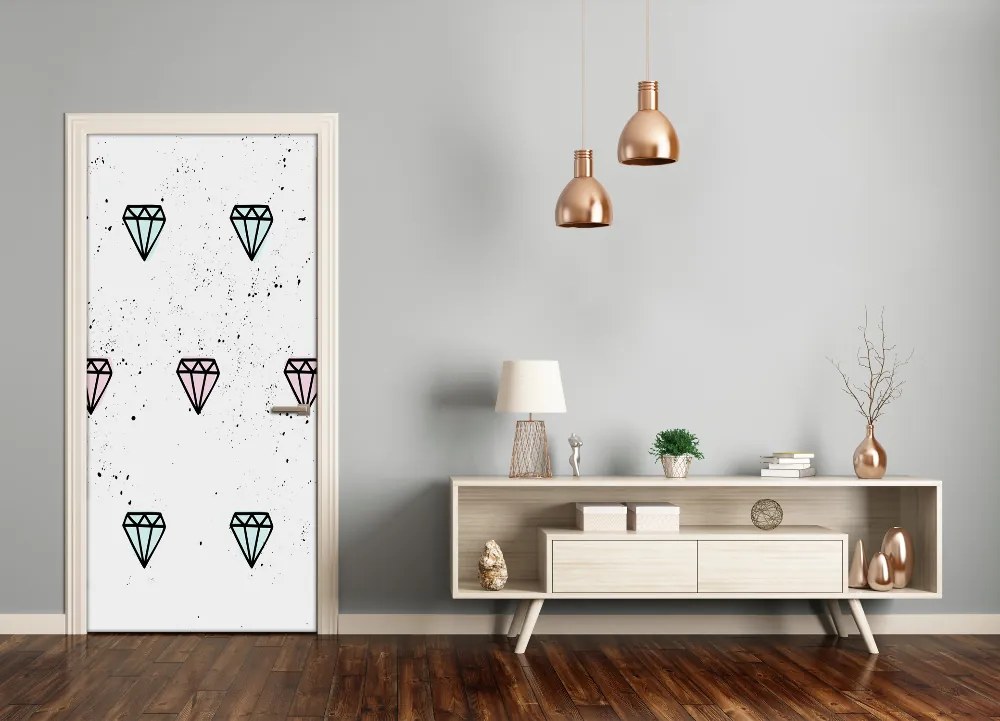 Poster adesivo per porta Diamanti a casa 95x205 cm