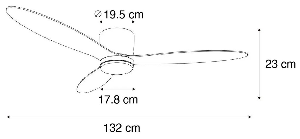 Ventilatore da soffitto bianco 132 cm con LED dimmerabile e telecomando - Sofio