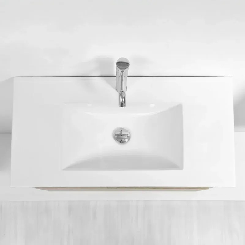 Mobile bagno sospeso 90 cm Duble rovere africa completo di lavabo e specchio