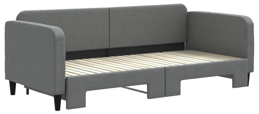 Divano letto con letto estraibile grigio scuro 90x200cm tessuto