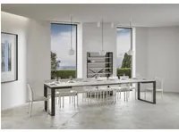 Tavolo da Pranzo Tecno Evolution 90x120 Allungato 90x380 in Nobilitato e Ferro Colore: Bianco Frassinato