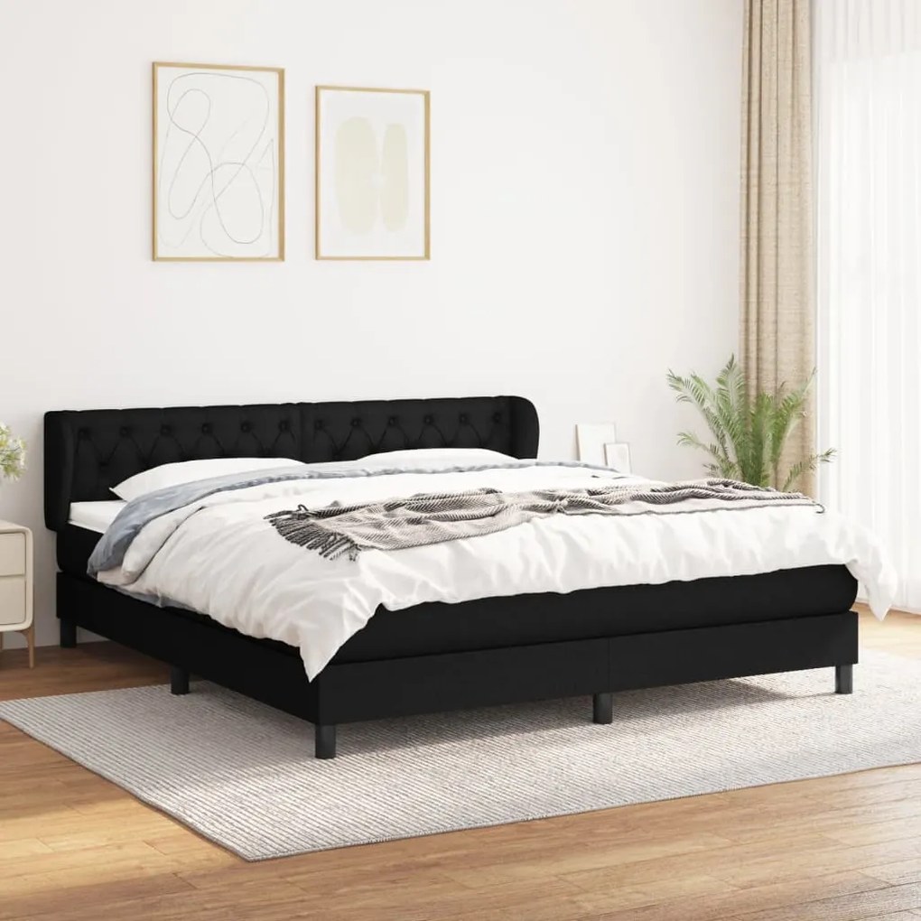 Giroletto A Molle Con Materasso Nero 160x200 Cm İn Tessuto /