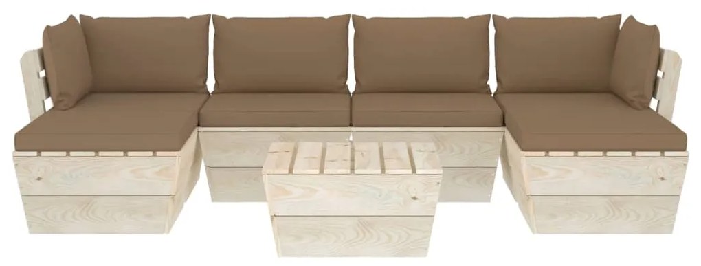 Set divani da giardino su pallet 7 pz con cuscini legno abete