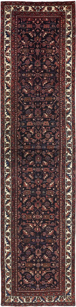 Hamedan Tappeto 410x100 Blu (Iran) Annodato A Mano