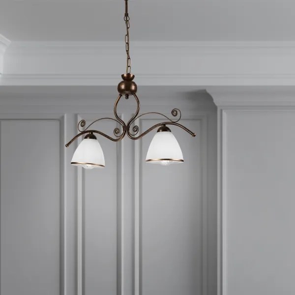 Lampadario a sospensione con catena RETRO 2xE27/60W/230V rame/patina