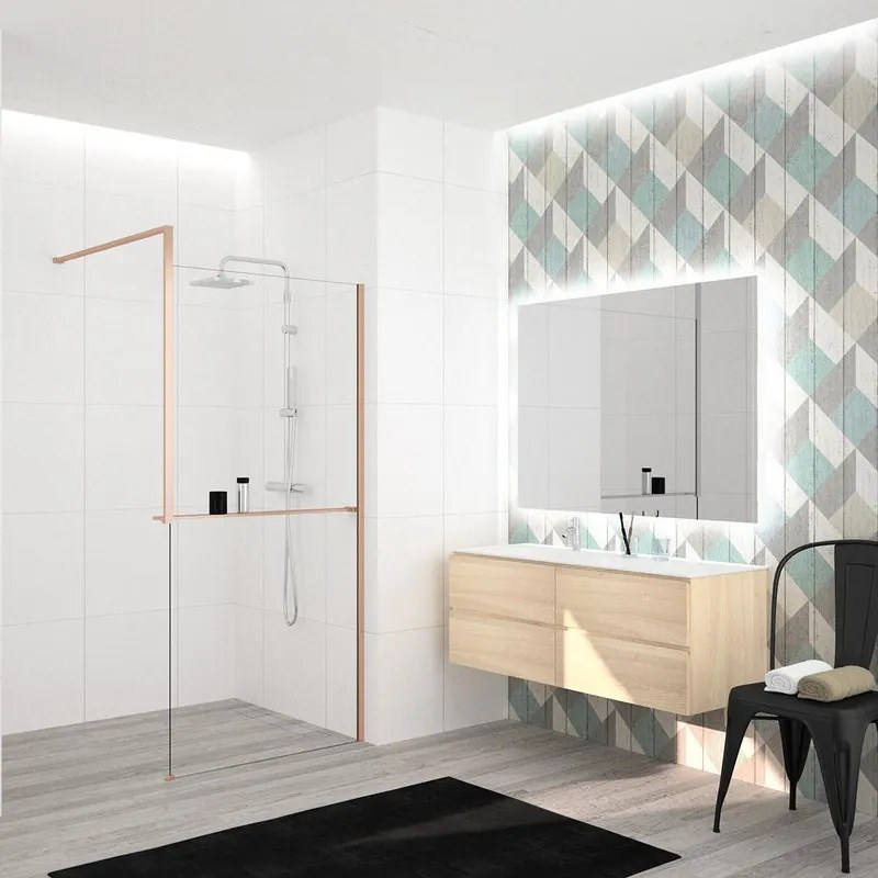Walk-in eli design L 120 x H 200 cm, vetro 8 mm dorato
