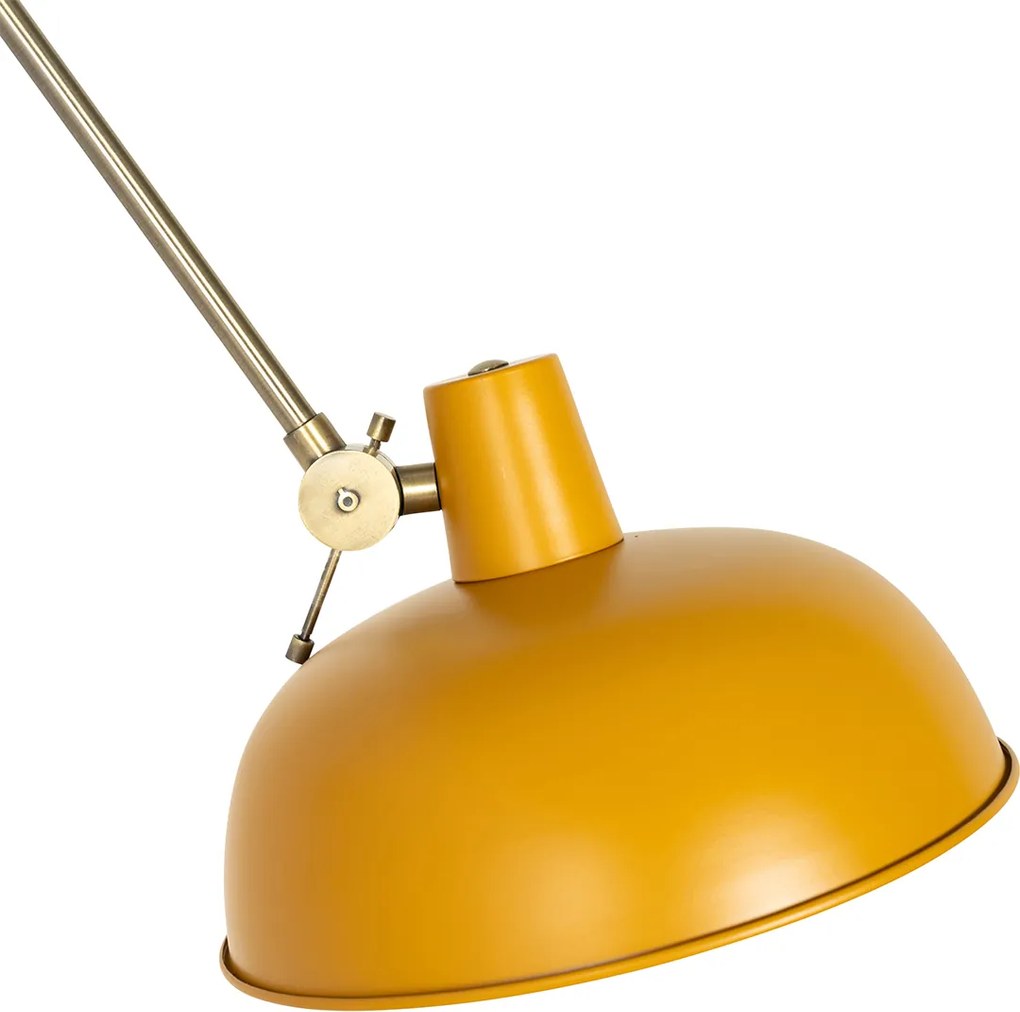 Lampada da parete retrò in acciaio giallo con bronzo - Milou
