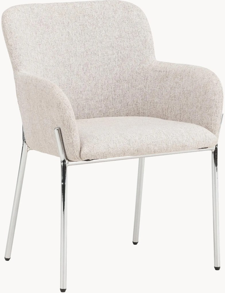 Sedia da pranzo effetto lino con braccioli Vätö