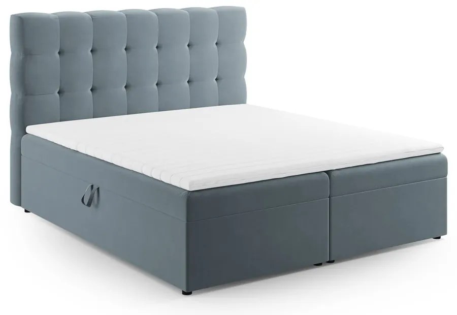 Letto boxspring azzurro con contenitore 160x200 cm Bali - Cosmopolitan Design