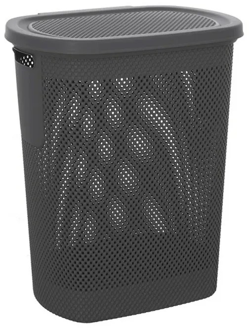 Portabiancheria con coperchio in plastica grigia scuro 58lt Kamala