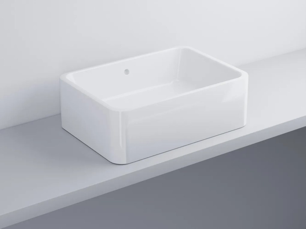 Cielo shui lavabo 60x42 da appoggio rettangolare con troppopieno in ceramica bianco lucido