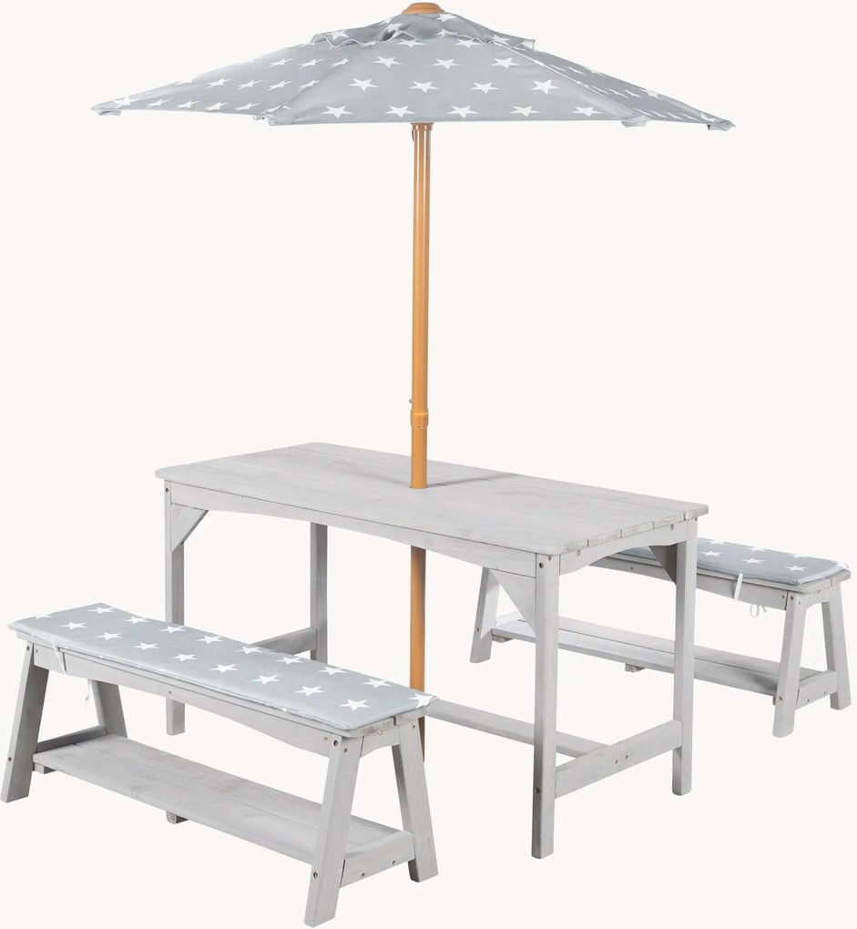 Set di mobili da esterno per bambini con ombrellone Fiona, set da 4