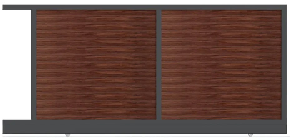 Cancello manuale scorrevole Maia120 Close ALBA in alluminio noce telaio grigio, reversibile, L 300 x H 160 cm