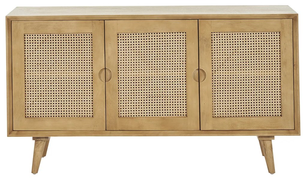 Credenza in legno di mango e motivo a intreccio rattan 3 ante L145 cm LAKA