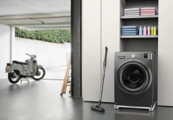 Meliconi 656149 -Base antivibrante per lavatrice con ruote estraibili 47 cm bianca